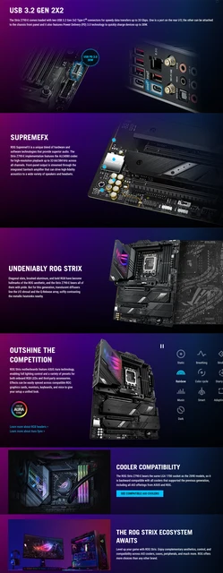 ASUS ROG Strix Z790-E Gaming WiFi 6E LGA 1700(Intel 14th &12th&13th Gen)ATX  gaming motherboard(PCIe 5.0, DDR5,18+1 ower stages,2.5 Gb LAN, Bluetooth  v5.2,Thunderbolt 4,support up to 5xM.2,1xPCIe 5.0 