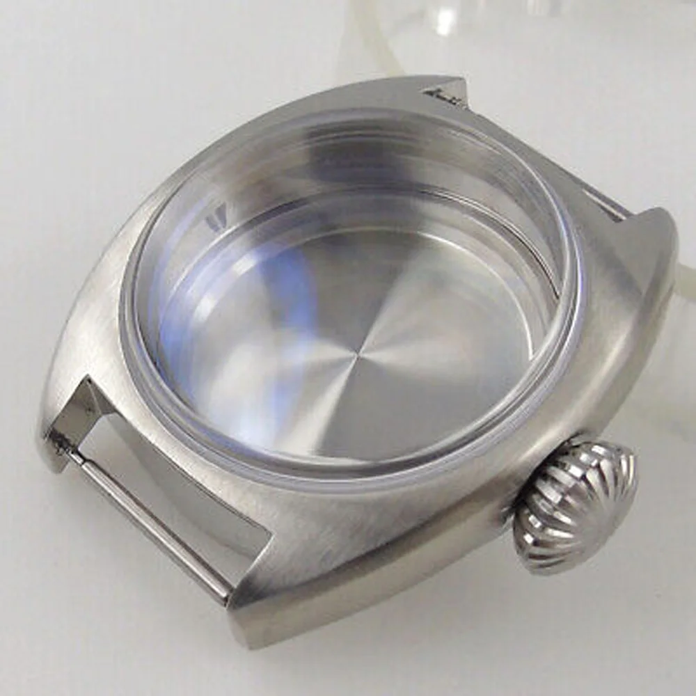 

Vintage 36mm Brushed Stainless Steel Bow Sapphire Watch Case Fit NH35 NH36 2824