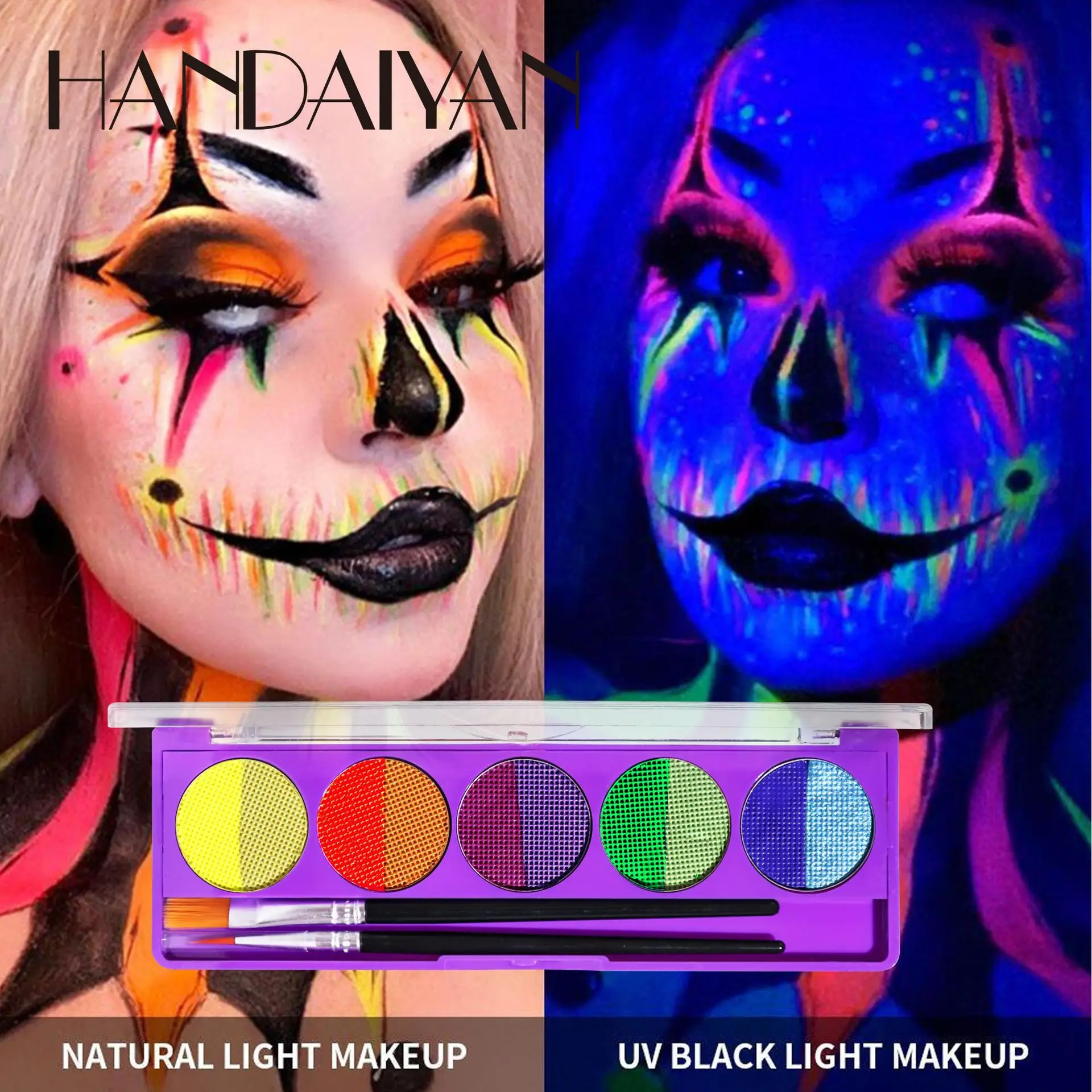 

HANDAIYAN Water Soluble Face Body Paint Oil Tattoo Painting Art UV Eyeliner With Brush Halloween Party Makeup Palette Pigment