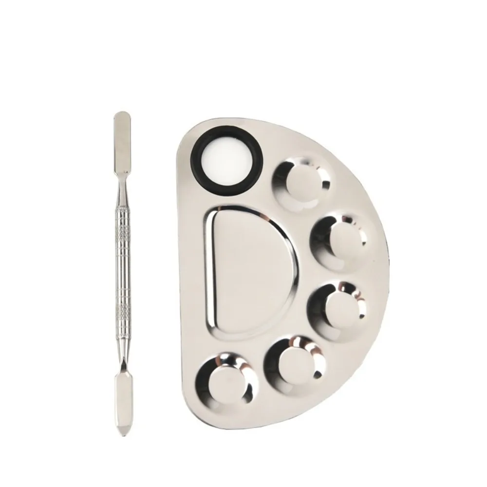 Makeup Mixing Palette Spatula Rod Makeup Color Palette Portable Stainless Steel Liquid Foundation Mixing Tray Durable Makeup Color Board