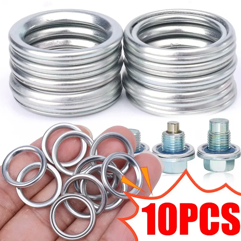 10Pcs For Hyundai Volvo Mitsubishi Oil Drain Plug Gasket 14mm Car Sealing Oil Drain Plug Auto Replaceable Accessories MD050317 Oil Drain Plug Gasket Oil Drain Plug Seal Washer