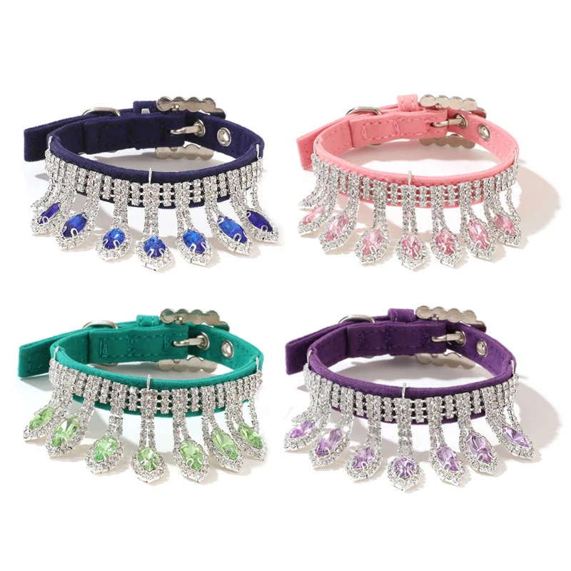 Dog Rhinestone Collar Cat Tassel Diamond Jewelry Necklace Pet