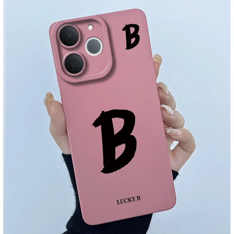 Cute Initial Letters Shockproof Soft Silicone Phone Case Cover Bumper