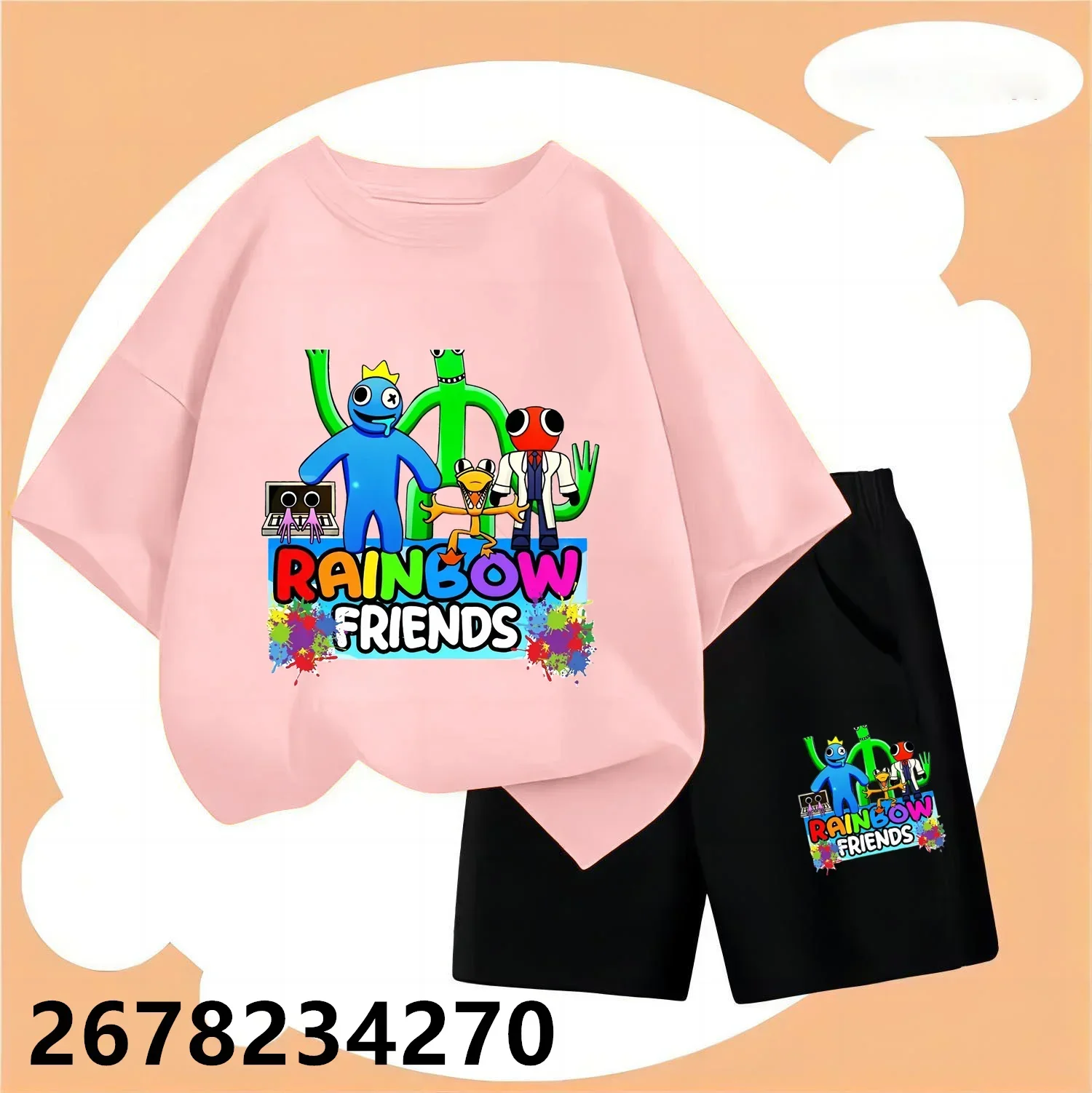 Hot Game Rainbow Friends T-Shirt Set Cartoon Boys Girl Baby Birthday Kids Clothes Short Sleeve T-Shirt Harajuku Multicolour Tops 6
