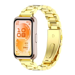 Stainless Steel Metal Watchband Strap - HuaweiBand10 9 8 (Gold 1)