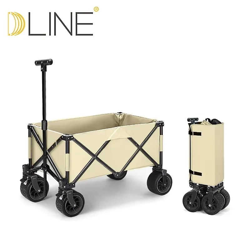 Camping Trolley with All-Terrain Big Wheels Foldable Large Capacity Heavy Multipurpose Stroller