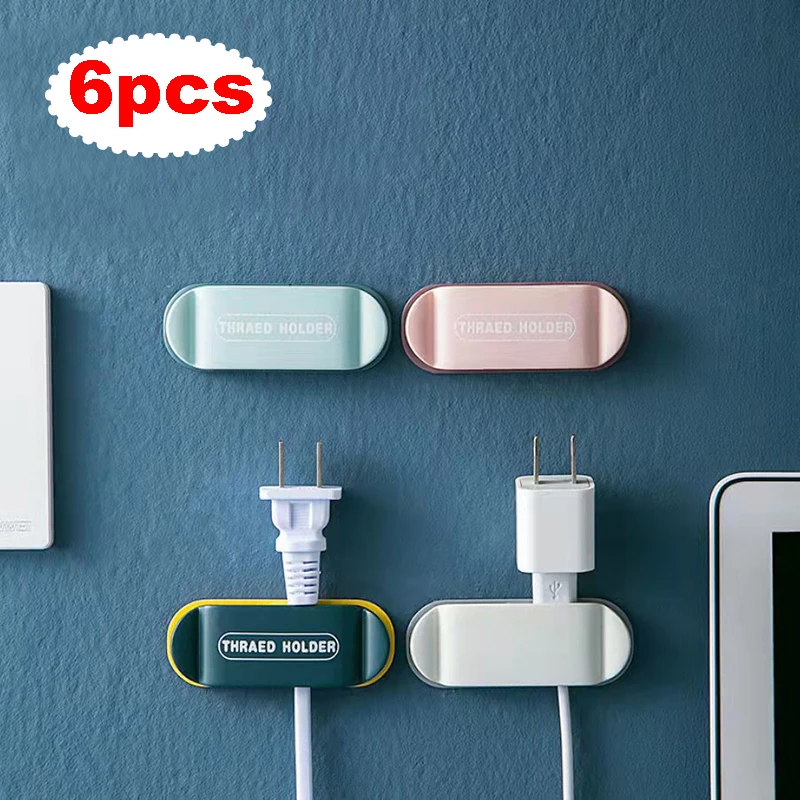 

Thraed Holder Punch Free Plug Adhesive Hook Wire Regulator Wall Mounted Kitchen Storage Organizer USB Socke Cable Retainer Clip
