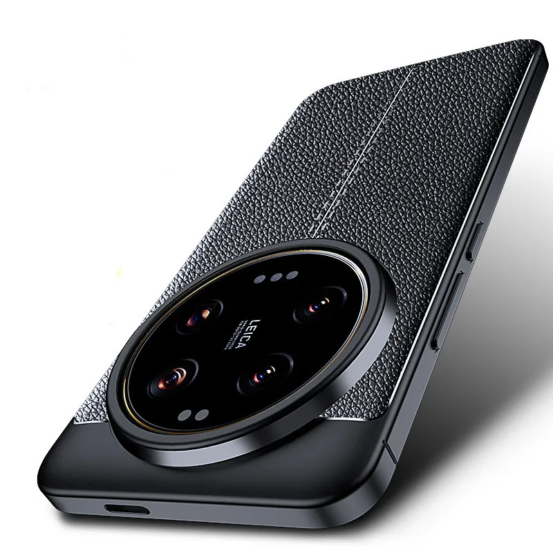 Per Xiaomi 14 Ultra Case Elvev Soft Tpu Lichee Leather Thermal Design Cover Protettiva Per Fotocamera Anti-Impronta Digitale