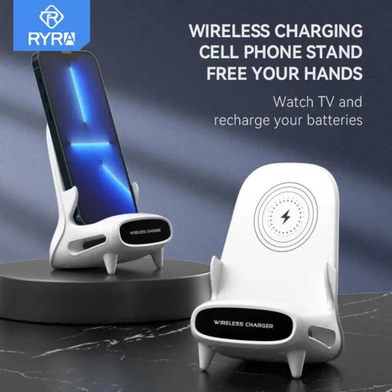 

RYRA 15W Desktop Vertical Wireless Fast Charging Phone Holder Universal Mobile Phone Flat Desktop Wireless Fast Charging Station