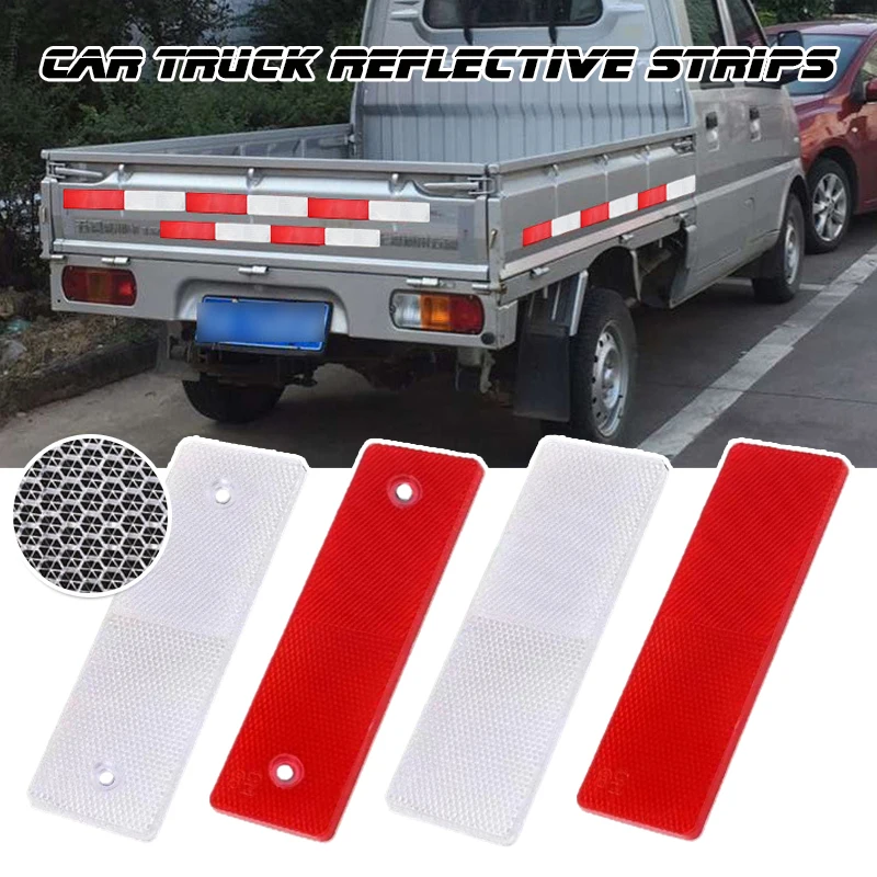 

10Pcs Car Truck Reflective Stickers Plastic Safety Tape Bumper Warning Strip Night Light Waterproof Trailer Reflector Sticker