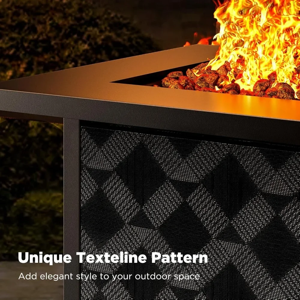 Propane Fire Pits 28&Prime; Outdoor Gas Fire Pit, 50,000 BTU Square Pit Table with Lava Rocks,for Outside Patio, Parties,Backyard