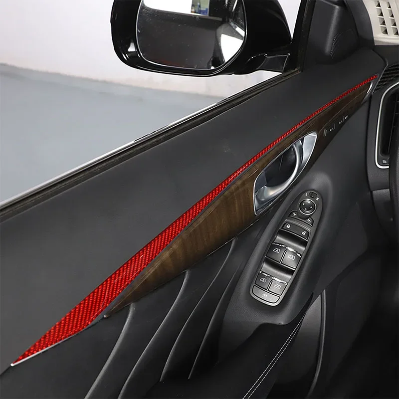 부드러운 탄소 섬유 자동차 인테리어 문짝 트림 보호 스티커, 인피니티 Q50 Q50L 2015-2022 용, 인테리어 수정 액세서리