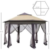 Gazebo 13' X 13' Pop Up Canopy, Hexagonal Canopy Shelter With 6 Zippered Mesh, Event Tent With Strong Steel Frame For Canopy 2
