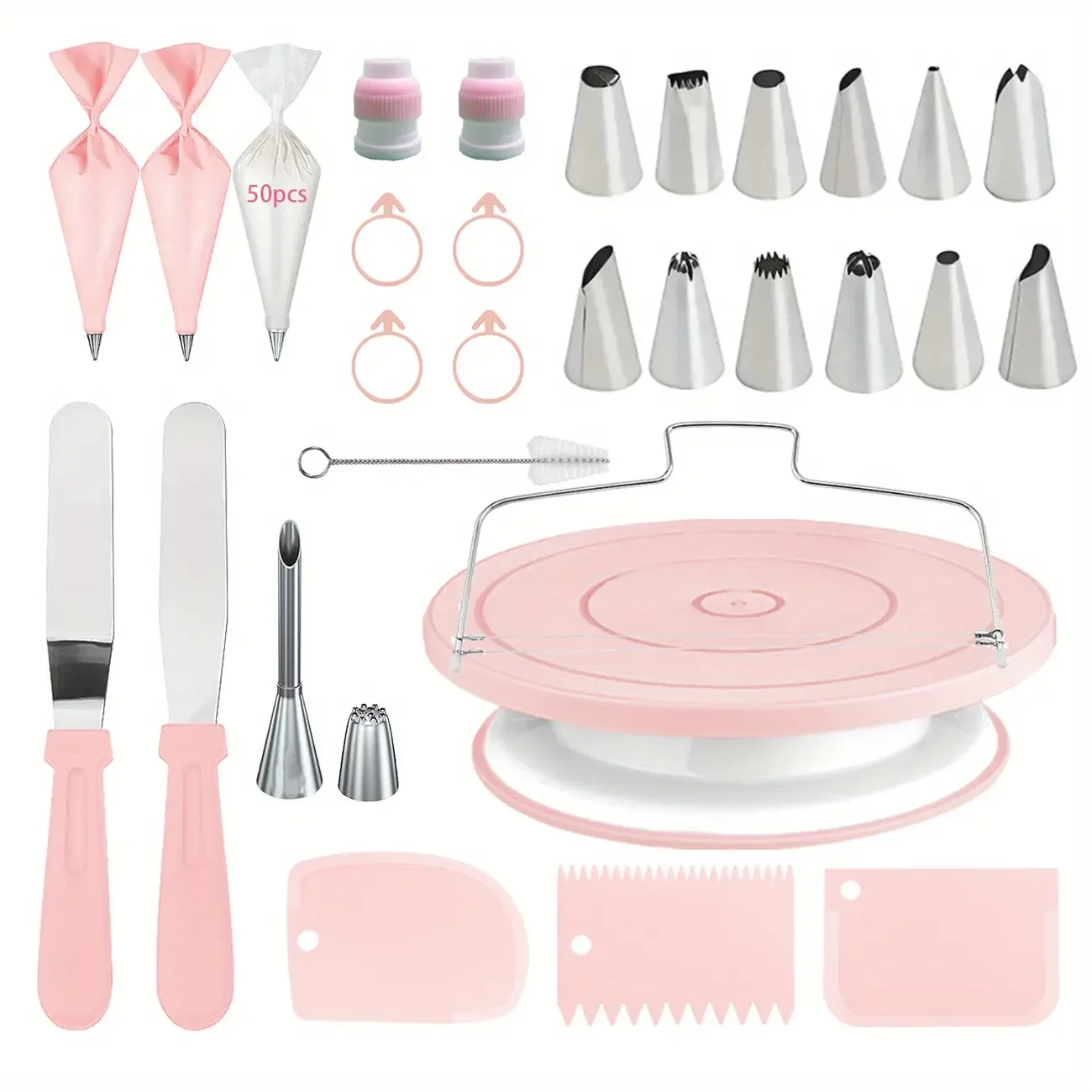 80PCS Cake Decorating Set – Turntable, Piping Tips, Scrapers & DIY Baking Tools 4