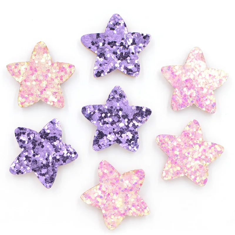 40 Stück glitzernde, mit Leder gepolsterte Aufnäher, Sternform-Applikation für Bastelarbeiten/Kleidung/Haarnadeln, DIY-Scrapbooking-Zubehör