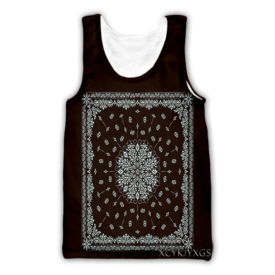 

New 3D Printing Bandana Fashion Men Women Tracksuits Crewneck Hip Hop Vest Size S-7XL Mesh Top Four Seasons Casual