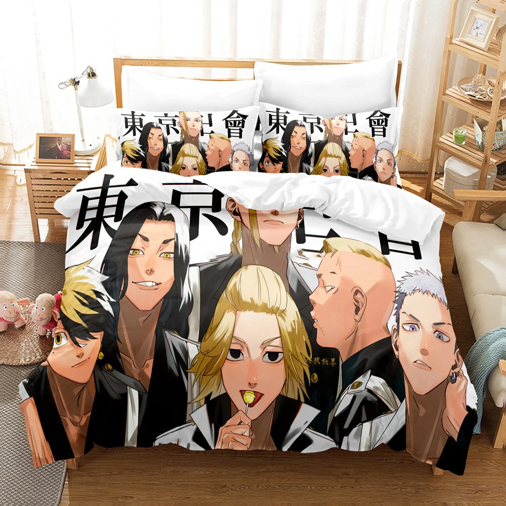 

Tokyo Revengers US / Europe / UK Size Quilt Bed Cover Anime Duvet Cover Pillow Case 2-3 Piece Sets Bedding Sets Adults