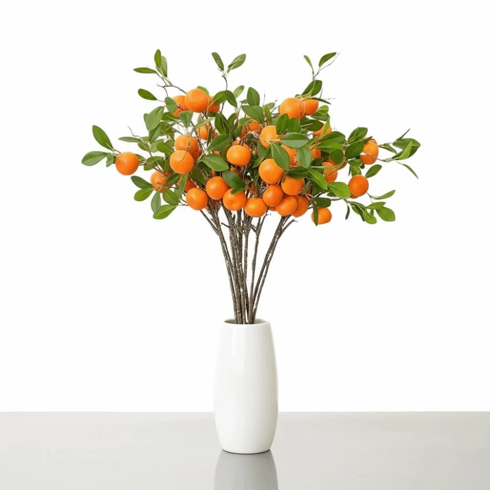 Künstliche Orangenzweige mit Grünen Blättern, Luxuriöse Simulierte Orangen, Realistische Elegante Kunstpflanzen für Haus und Garten – Detail 7