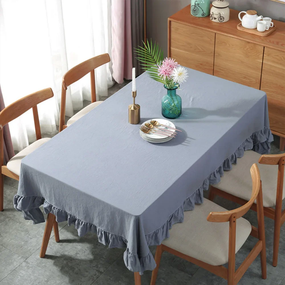 

Cotton linen rectangular lace simple European wedding tablecloth elegant tablecloth for events at the table