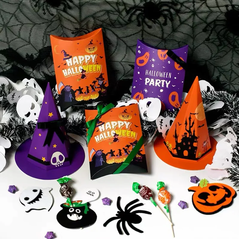 1/20 stücke Halloween Hut-förmigen Candy Box Geist Hexe Süßes oder Saures Box Set Party Gefälligkeiten Dekor Urlaub geschenke Verpackung Liefert – Detail 4