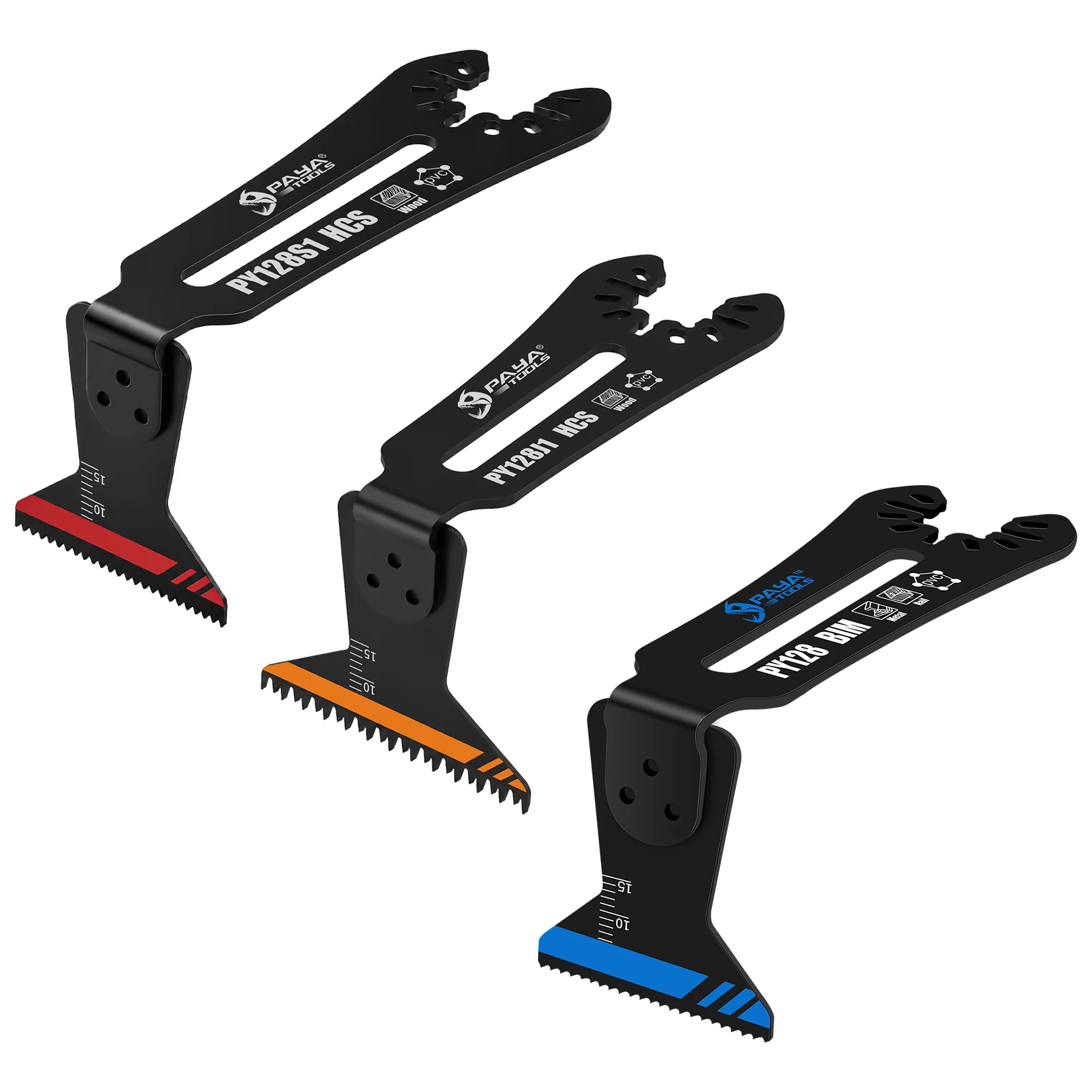 3-teiliges Bi-Metall HCS Set Holz- und Metallschneidewerkzeuge 90° ° Oszillierende Multitool-Sägeblätter für Enge Ecken und Räume, Bodenbearbeitungsklinge PAYA