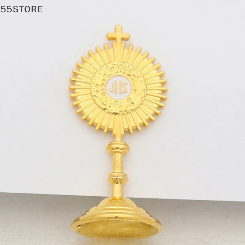 Catholic Christian Communion Statue Gold Jesus Hominum Salvator Home Office Table Decoration Cross Figurine Religion Gift