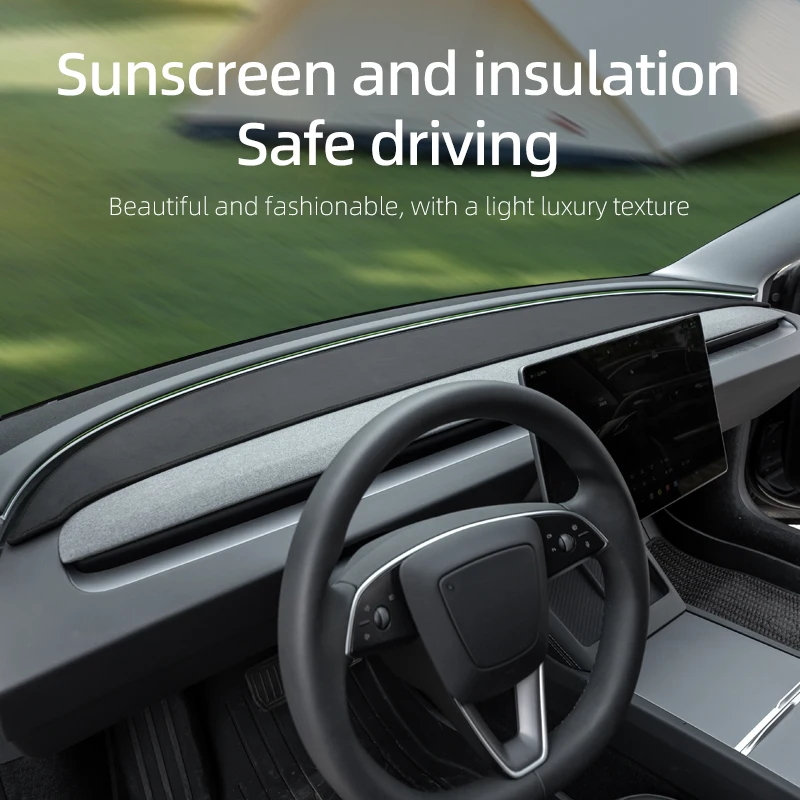 For Tesla Model Y Juniper Suede Leather Dashmat Model 3 Highland Car Dashboard Cover Pad Dash Mat SunShade Carpet Accessories 5