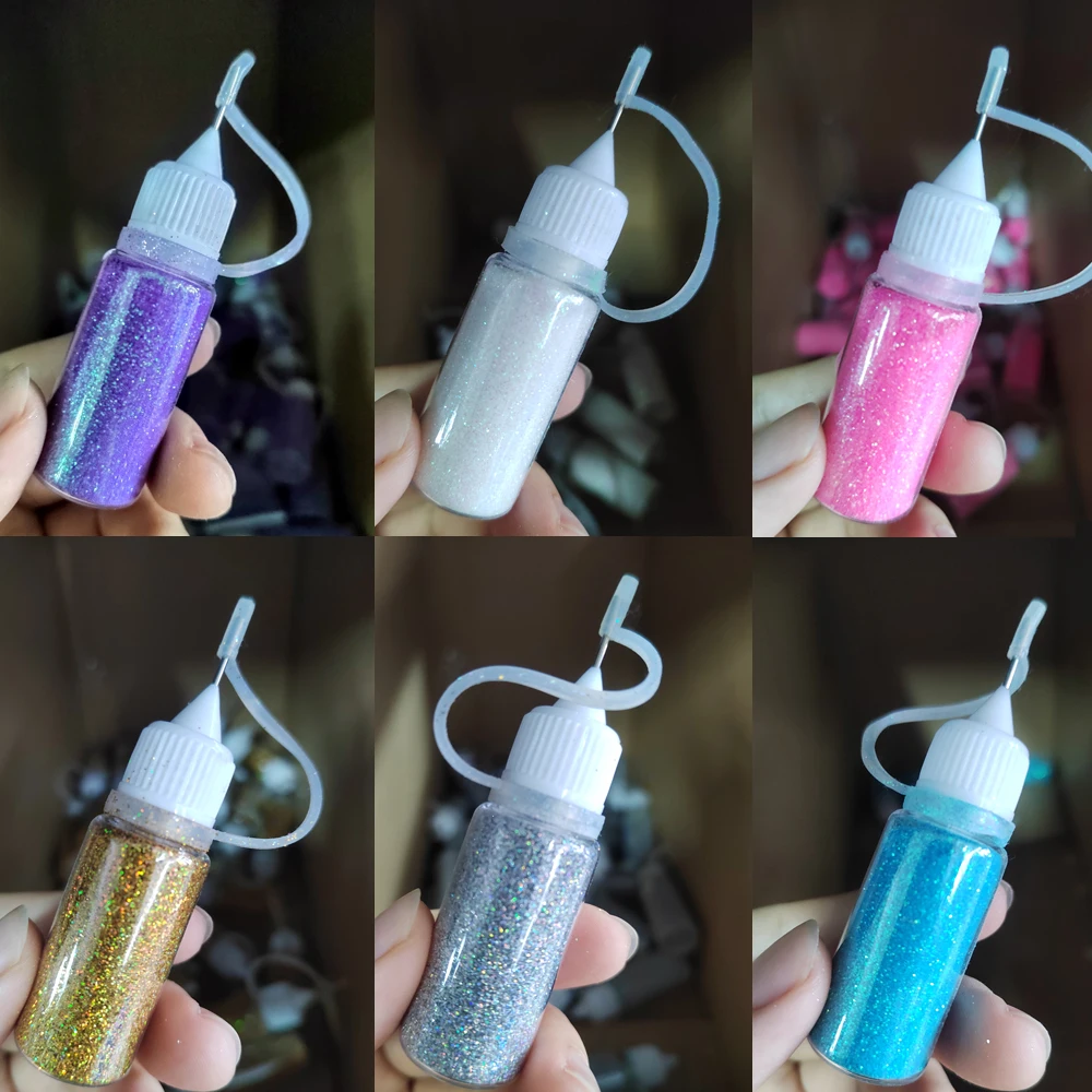 

10 Colors Laser Nail Glitter Powder, Spray Bottle Design Magic Glitter Powder Chrome Shimmer Dust For UV Gel Nail Art Decoration