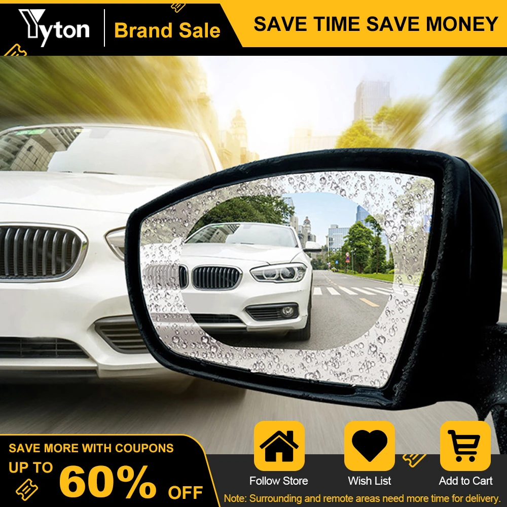 Yyton Car Rainproof Film Waterproof Antifog Mirror Stickers Mirror