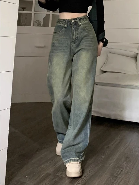 Calças jeans Y2k Baggy Wide Leg da Deeptown