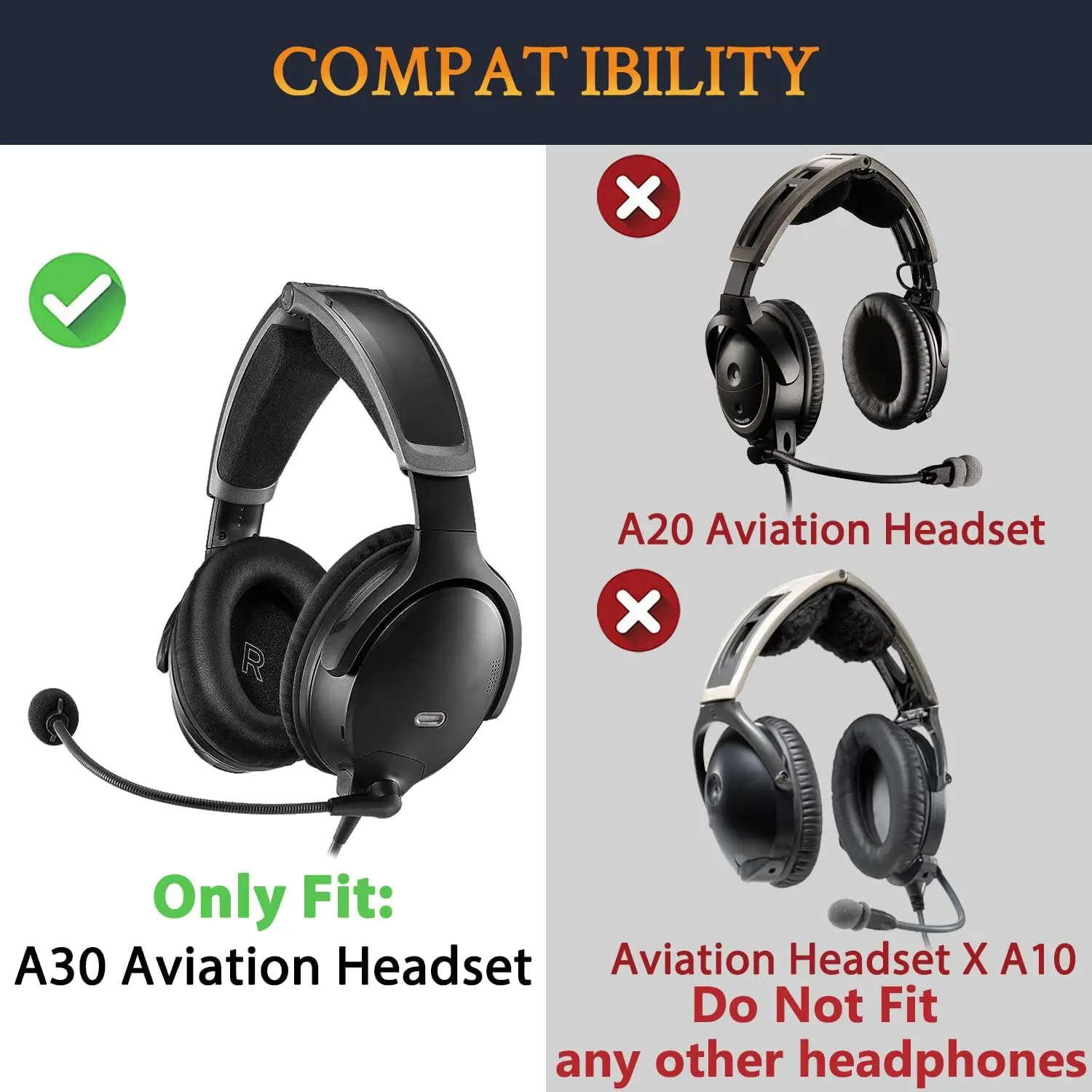 Headphone Earpads for Bose Aviation A30 Soft Protein Leather Ear Pads Cushions Earpads High Density Memory Foam
