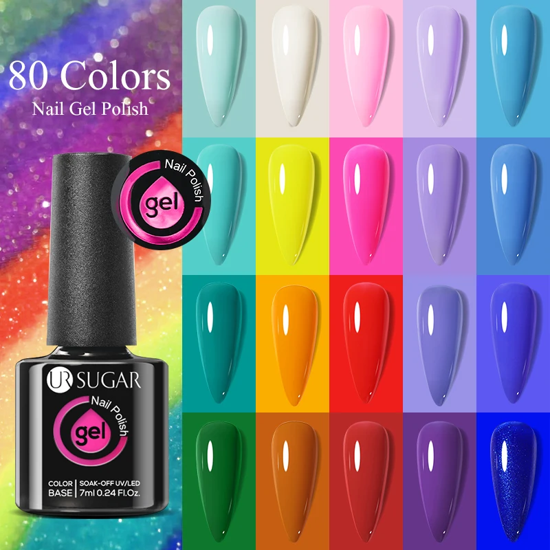 UR SUGAR 7ml Black Red Wine Glitter Gel Nail Polish Shinning Sequin Semi-permanent Varnish UV LED Gel Nail Art Manicure 4
