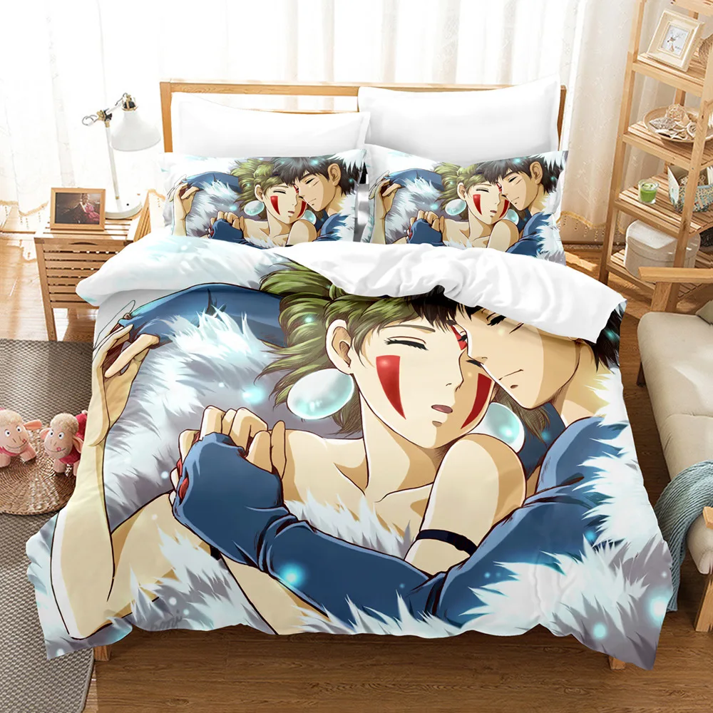 

Anime Princess Mononoke Hime Duvet Cover Comforter Sets Cartoon Bedding Set for Kid Girls Kawaii Figures Double Sheet Bedspreads