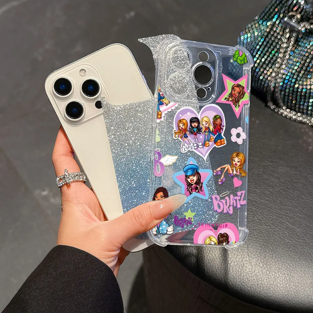 Charming Bratz Doll Anti-Fall Bling Phone Case with Airbag Back Cover