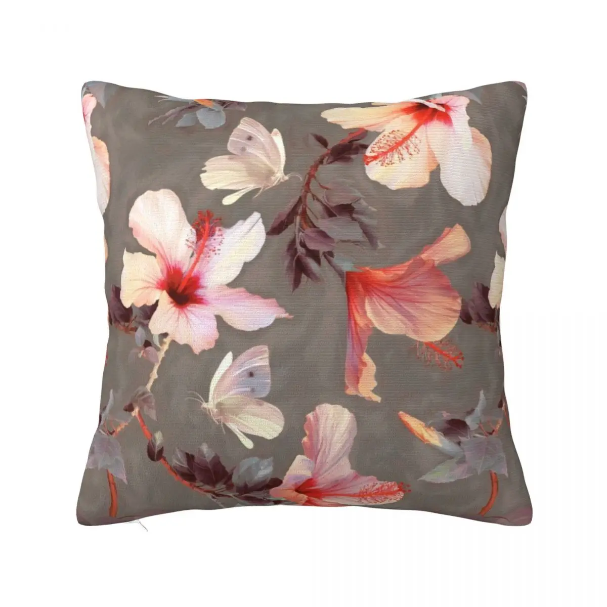 

Coral Hibiscus Throw Pillow Pillowcases Decorative Cover For Living Room