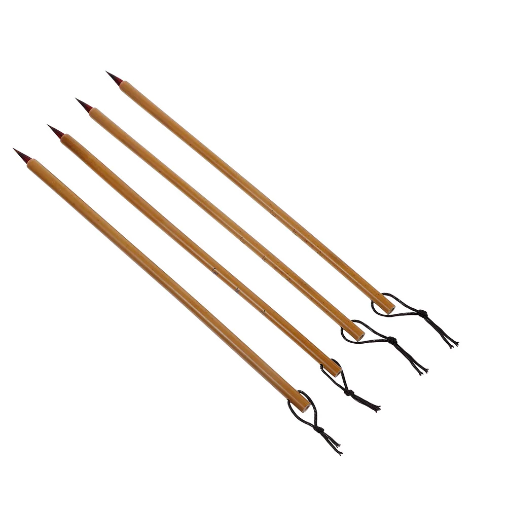 

4 Pcs Lower Case Writing Brush Traditional Ink Pens Chinese Calligraphy for Beginners Bamboo Pole Student