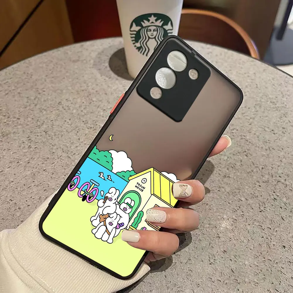 thumbnail image 1 of Matte Case for infinix NOTE 12 G96 11 10 8I 8 7 SMART 4 SPARK 8 8P 6 PRO S5 Case Funda Coque Capa Shell White Pig Rabbit Cartoon, 1 of 5