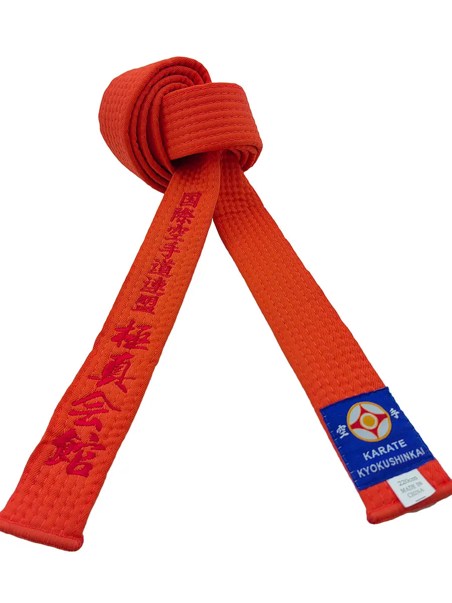International Karate Federation Kyokushi Belts IKF Sports Orange Belt 1.6m-4.6m Wide 4cm Customized Embroidered Text China Made