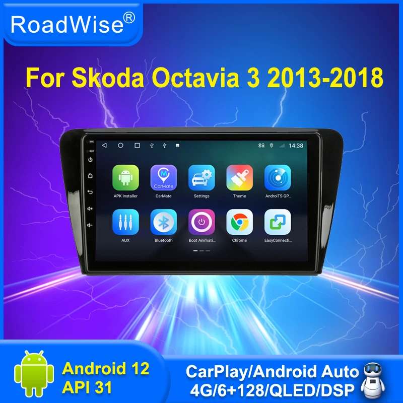 

8+256 Android Car Radio Multimedia Carplay For Skoda Octavia 3 A7 2013 2015 2016 2017 2018 4G Wifi GPS Navi DVD 2Din BT Headunit