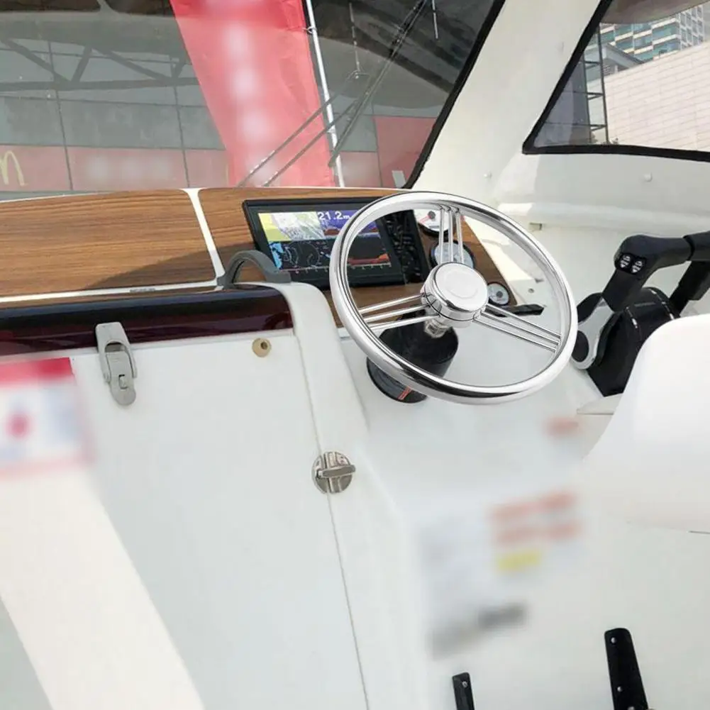 

13.5 Inches 9 Spokes Boat Steering Wheel Mirror Polished Color High Strength Stainless Steel RV Steering Wheel for Ship