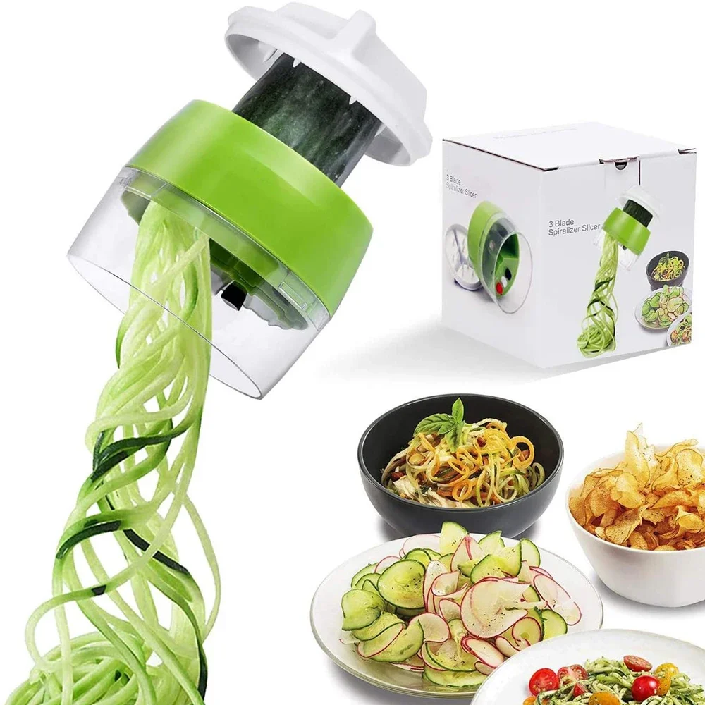 Handheld Spiralizer Vegetable Fruit Slicer Adjustable Spiral Grater Cutter Salad Tools Rotary Grater Kitchen Items