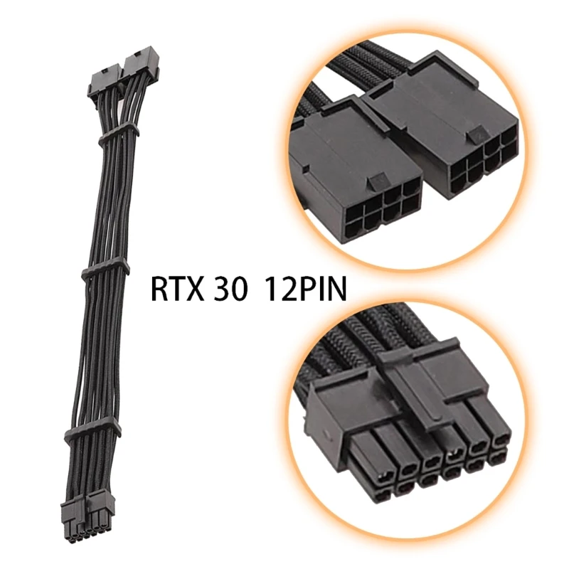 

Видеокарта RTX3070 RTX3090, 12-контактный линейный кабель источника питания, двойной 8-контактный разъем адаптера «Мама»-«папа» 12-контактный разъем