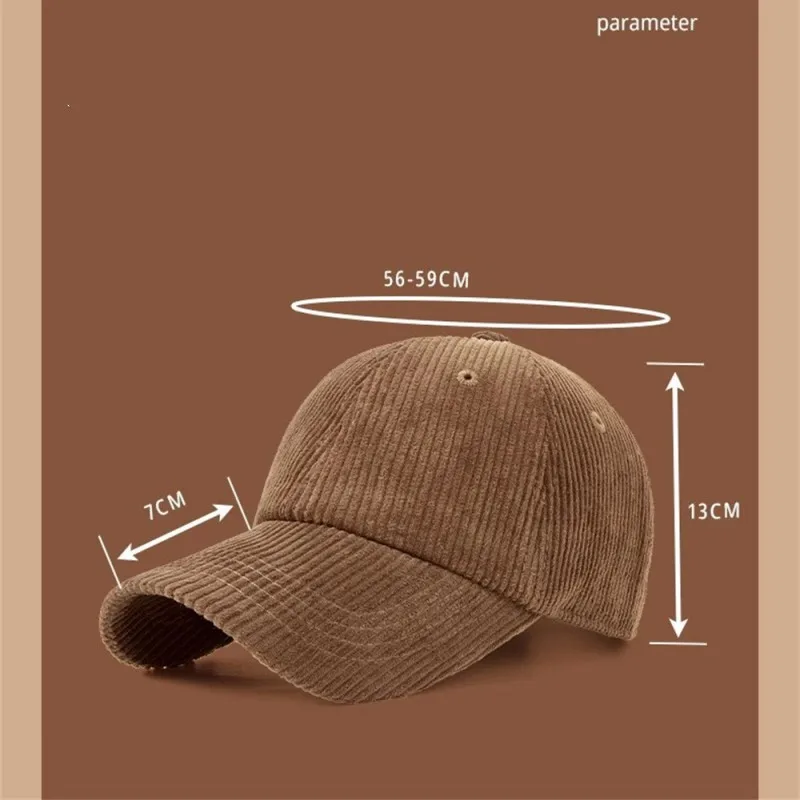 Corduroy Hat Korean Version Ins Baseball Cap Korean Version Versatile Show Face Small Curved Eaves Street Fashion Brand Cap Man