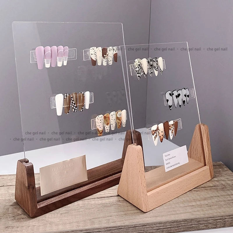 New Walnut Fake Nail Art Display Stand Color Card Display Frame Acrylic  Display Board Nail Art Salon Tools Showing Shelf - AliExpress