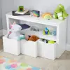 Kids Toy Storage Cabinet with Rolling Bins Toy Organizer Home Office Playroom Storage Solution Safe Rounded Corners 3