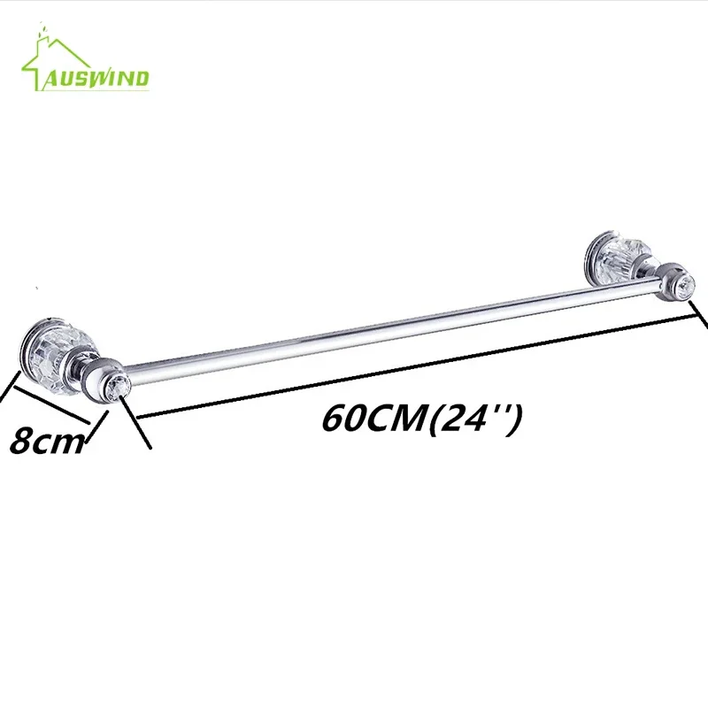 Chrome Crystal Brass Bathroom Hardware Set Solid luxury towel ring wall mounted glass decorated bathroom accessories