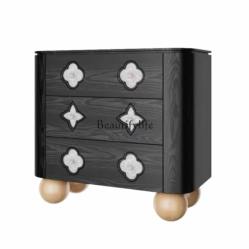 

Slightly Luxury Decoration Art Solid Wood French Cream Home Advanced Cabinet Dining Side American Storage Cabinet