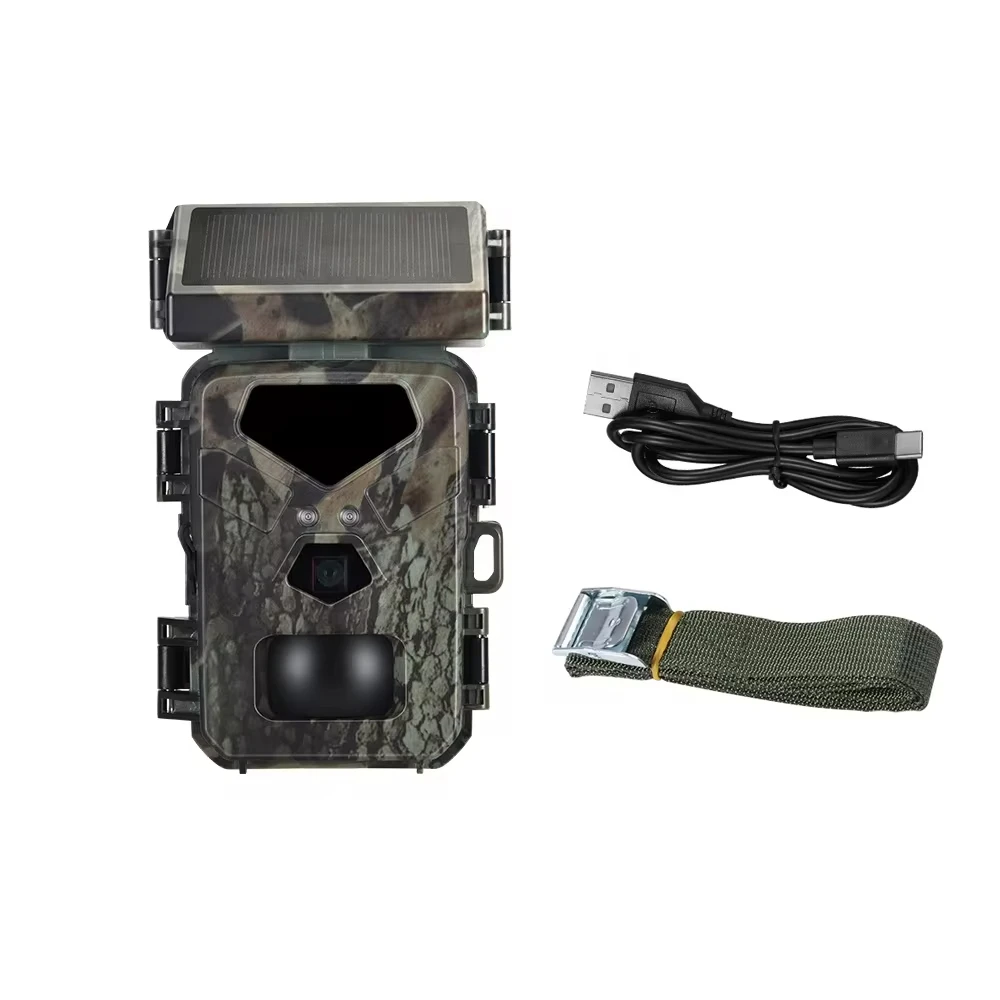 Hunting Trail Camera Solar Hunting Trail Camera Mini700 24MP/1080P HD Infrared Night Vision Wildlife Observation Cam Charging Surveillance Traps Phot
