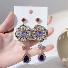  Flower Pearl Earrings Medium and Long Temperament Earrings 2022 New Trend Fashion Retro Hong Kong Style Jewelry Women Earrings 