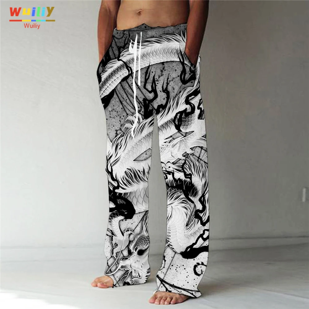 

Men's Dragon Casual Pants Fashion Trousers Baggy Animal Pants Pockets Drawstring Elastic Waist Beach Pants Yoga Comfort Soft